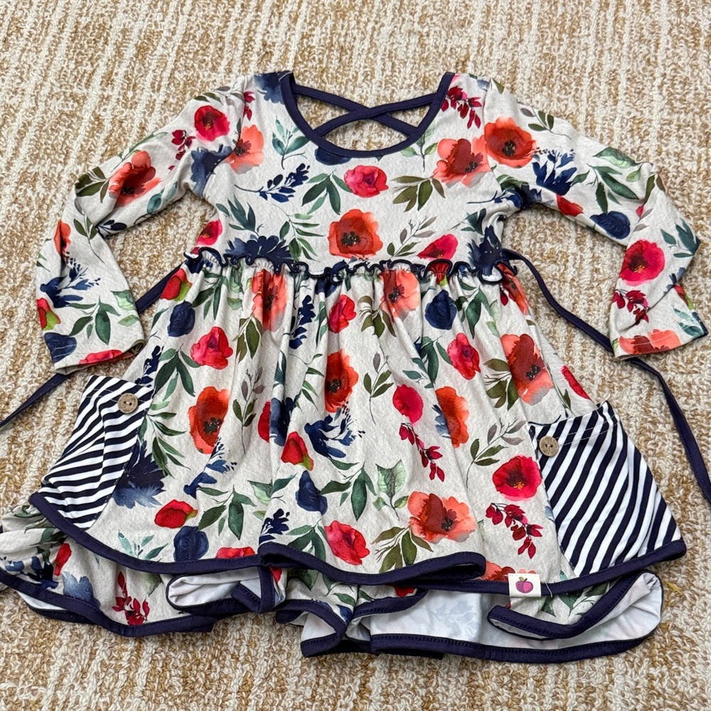 Cheeky Plum Floral Long Sleeve Girls Dress